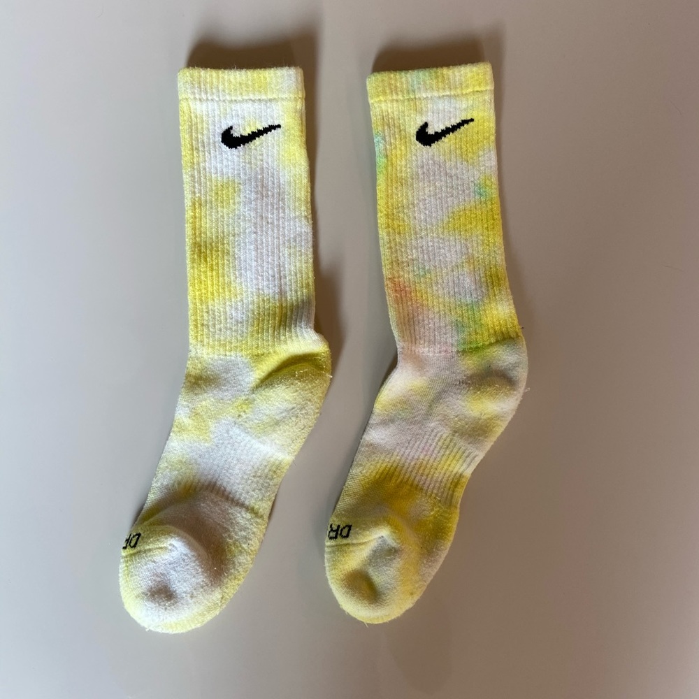 Yellow Tie Dye Nike Crew Socks